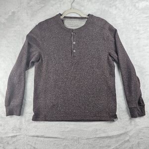 Eddie Bauer Long Sleeve Thermal Henley Brown Mens Size Medium